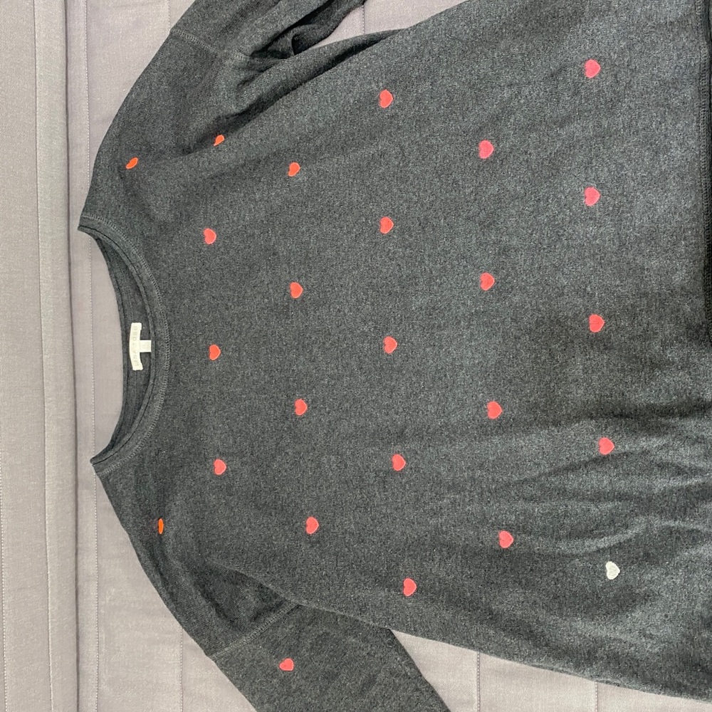 Long sleeve, Lisa Todd grey with pink hearts sweater